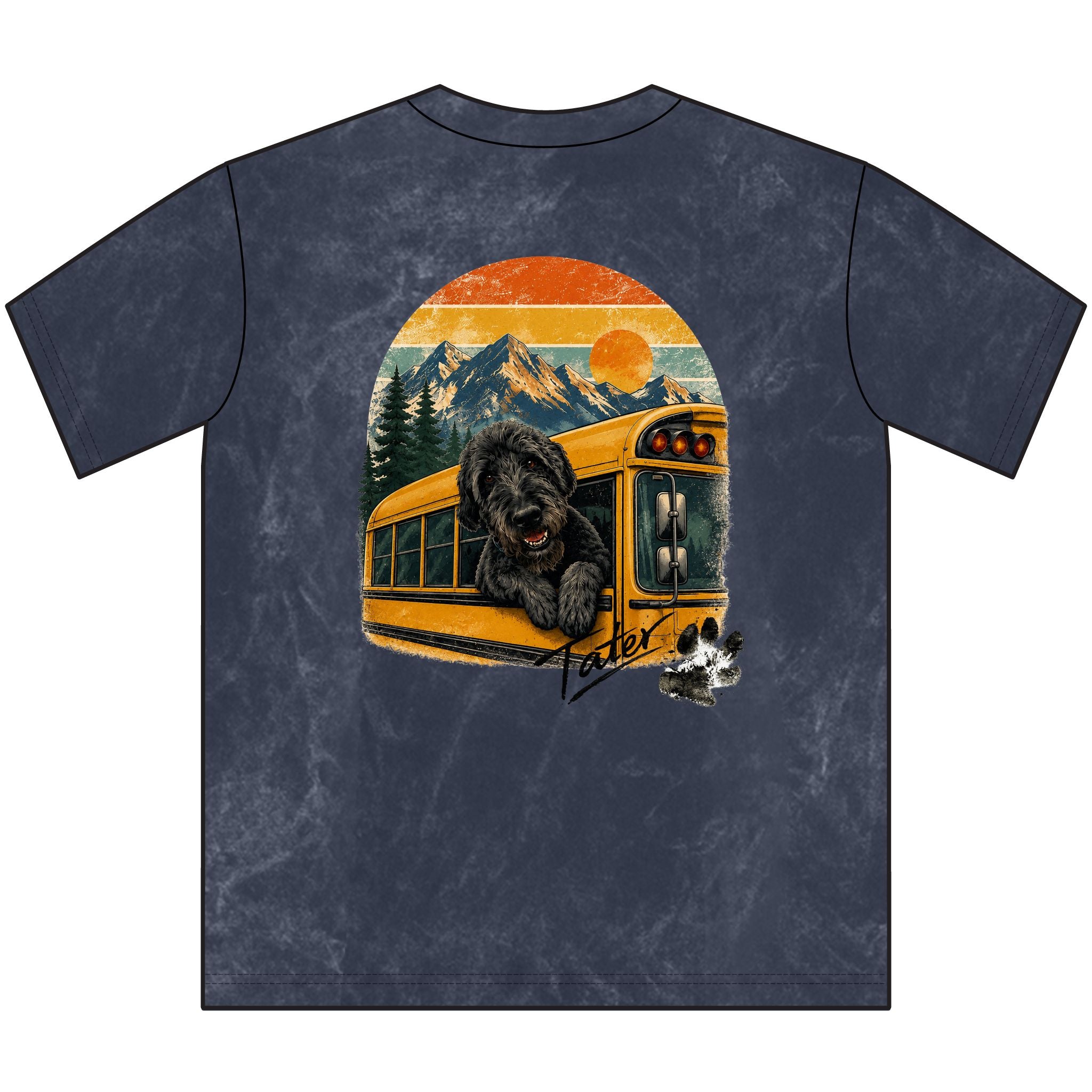 Unisex Vintage Crewneck Tee — Retro School Bus - "Doods Ride Buses Too"