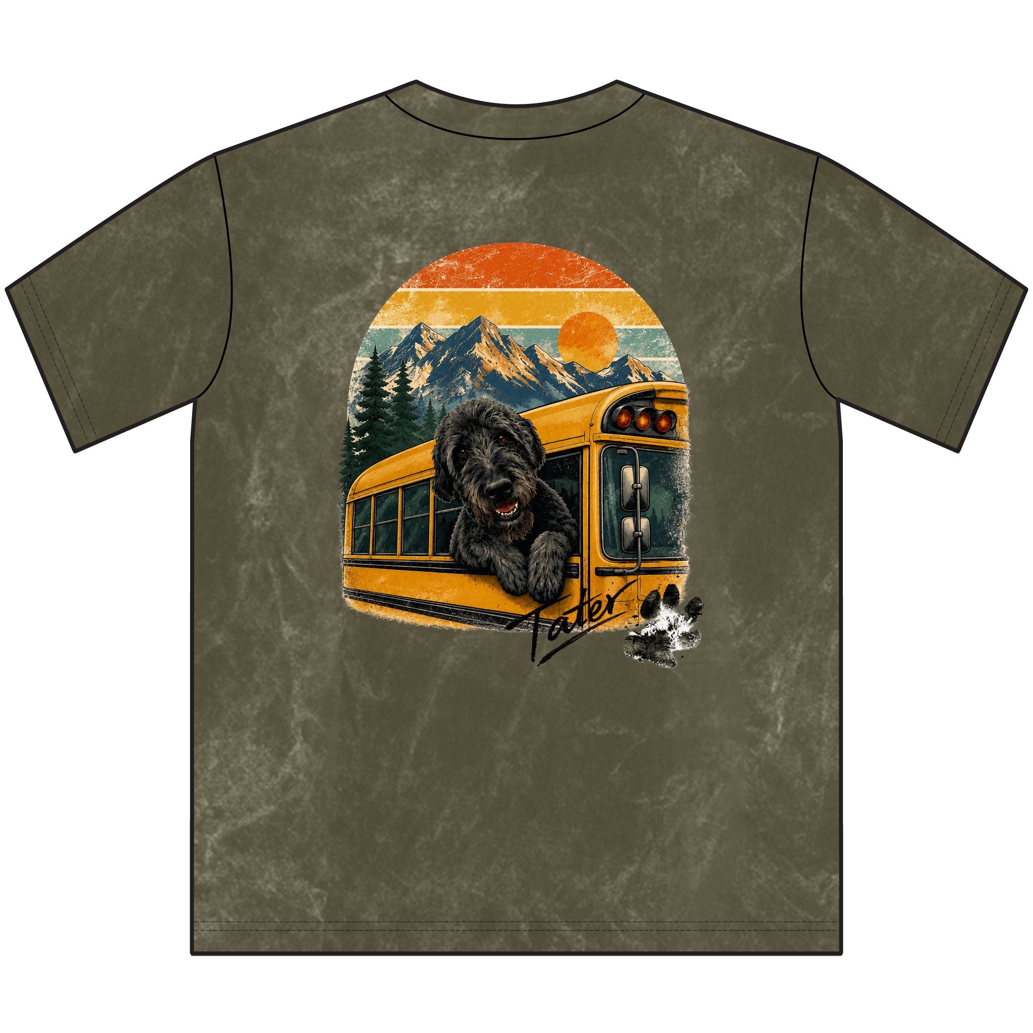 Unisex Vintage Crewneck Tee — Retro School Bus - "Doods Ride Buses Too"