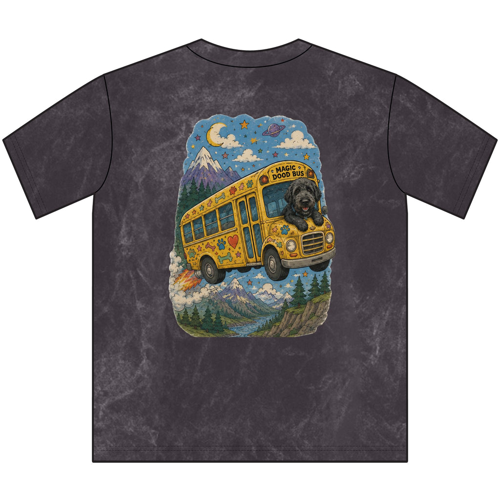 Vintage Magic Dood Bus Tee — Retro Yellow Bus Adventure Graphic Shirt