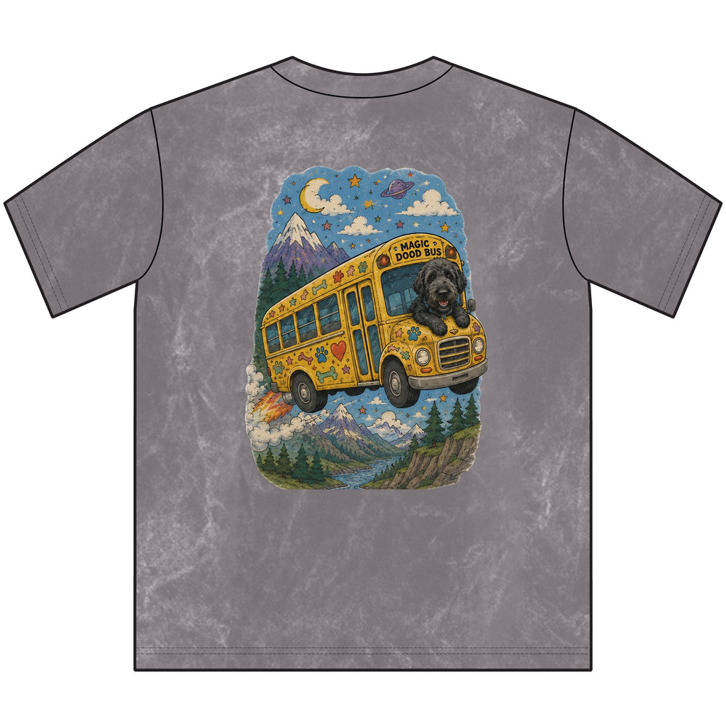 Vintage Magic Dood Bus Tee — Retro Yellow Bus Adventure Graphic Shirt