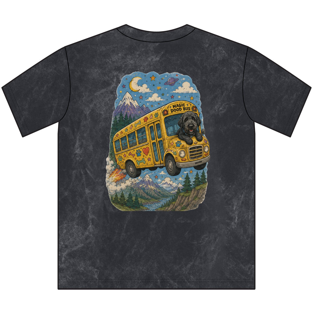 Vintage Magic Dood Bus Tee — Retro Yellow Bus Adventure Graphic Shirt