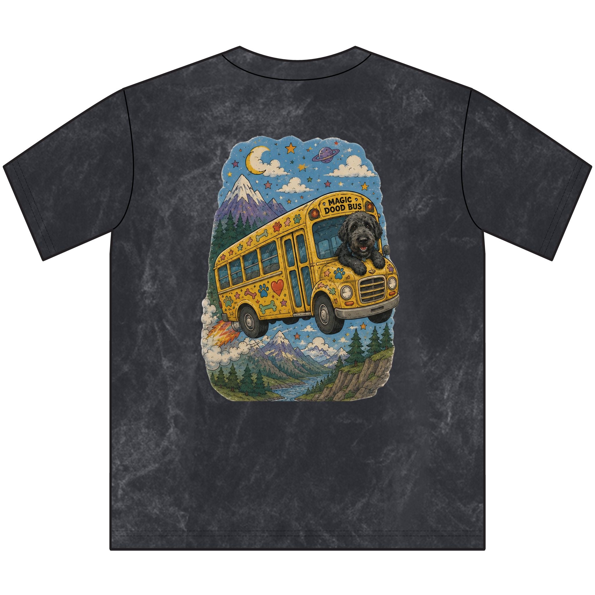 Vintage Magic Dood Bus Tee — Retro Yellow Bus Adventure Graphic Shirt